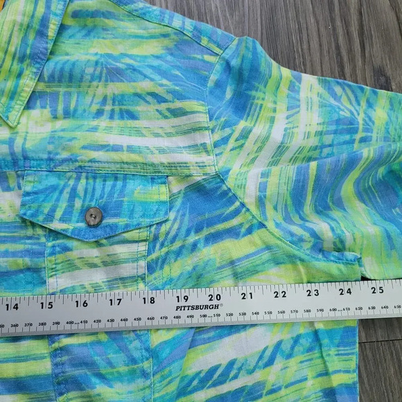 Ruby Rd. Women's Button-Up Shirt Size 1X Multicolor 100% Linen Roll Tab Sleeves - Picture 6 of 9